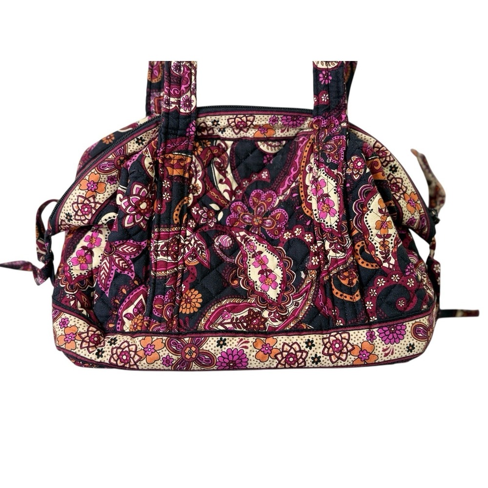 Quilted Purse by Stephanie Dawn Handbag‎ Burgundy Orange Floral 7.5in x 12in